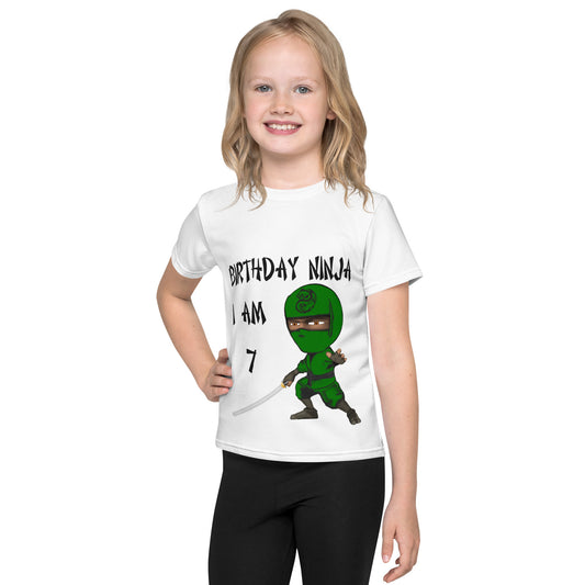 Birthday Shirt. The green ninja (Thunder Fall).Kids crew neck t-shirt
